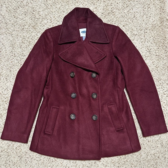 Burgundy Old Navy Double Breasted Short Pea Coat - Picture 1 of 5